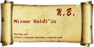 Mizser Balázs névjegykártya
