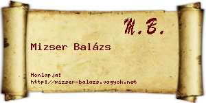 Mizser Balázs névjegykártya
